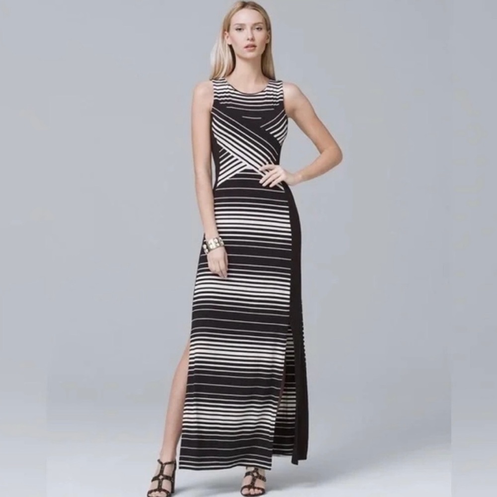 WHBM Black & White Maxi Dress L